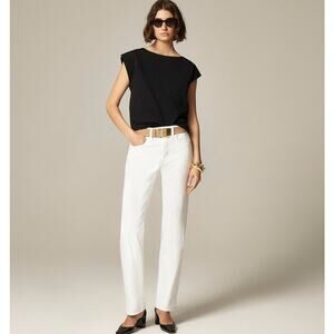 J.Crew 1984 Tall Slouchy Jeans WMNS 32T White Denim High Rise Straight 5-Pockets